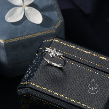 Bumble Bee Ring in Sterling Silver, Adjustable Size, Silver or Gold, Bee Ring, Honey Bee Ring, Nature Jewellery, Animal Ring, Bee Jewellery