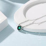 Emerald Green CZ Bezel Pendant Necklace in Sterling Silver, 6mm Emerald Green Zircon Necklace, Green Necklace