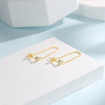 Clear CZ Chain Ear Jacket in Sterling Silver, Silver or Gold, Front and Back Earrings, Two Part Earrings, Linking Chain Earrings