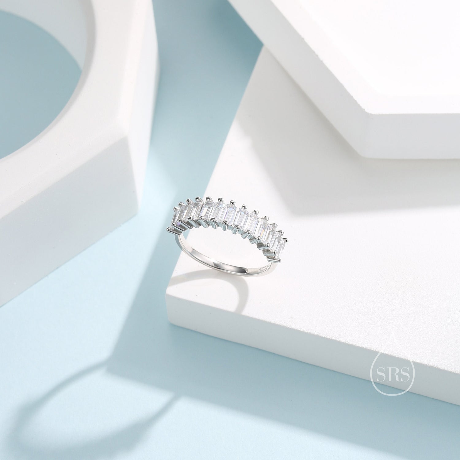 Baguette CZ Half Eternity Ring