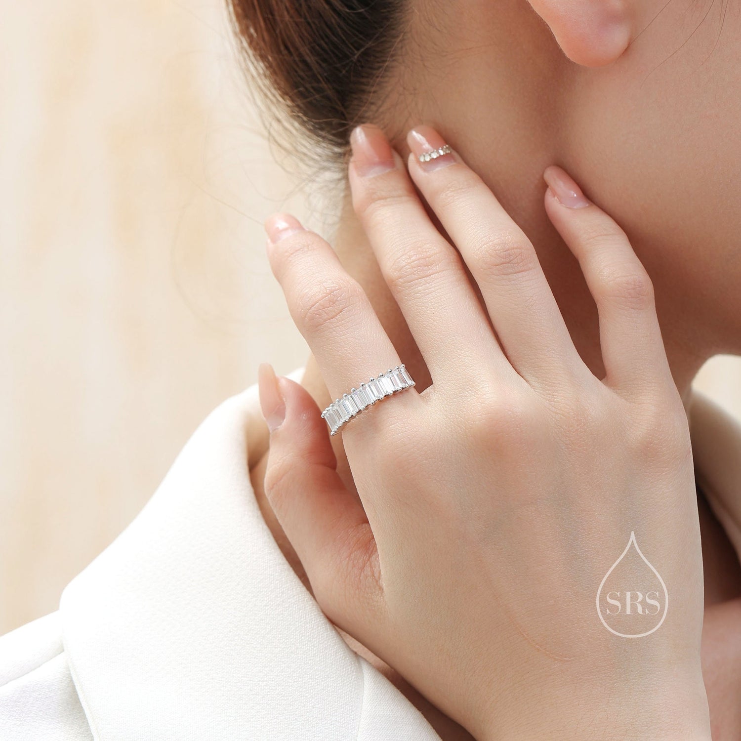 Baguette CZ Half Eternity Ring