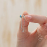 Natural Turquoise and Chain Ear Jacket in Sterling Silver, Silver or Gold, Turquoise Prong Earrings, Front and Back Earrings