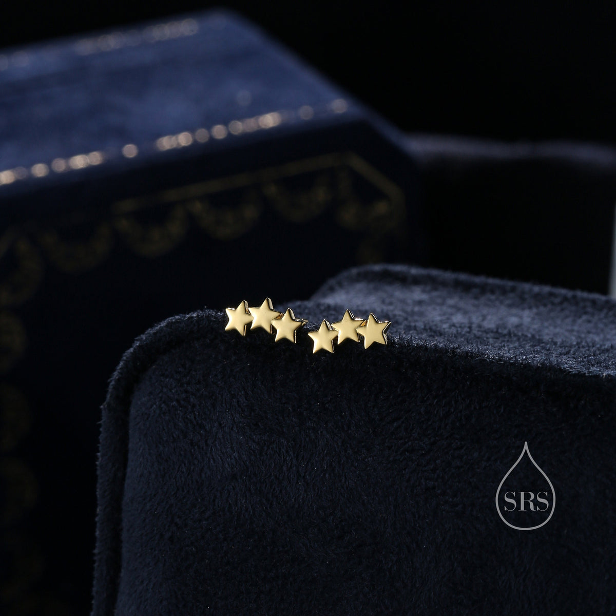 Star Trio 18G Screw Back Earrings in Sterling Silver