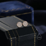 CZ Round Disk Stud Earrings in Sterling Silver, CZ Coin Earrings, 8mm Circle Stud, CZ Pave Coin Earrings, Silver or Gold