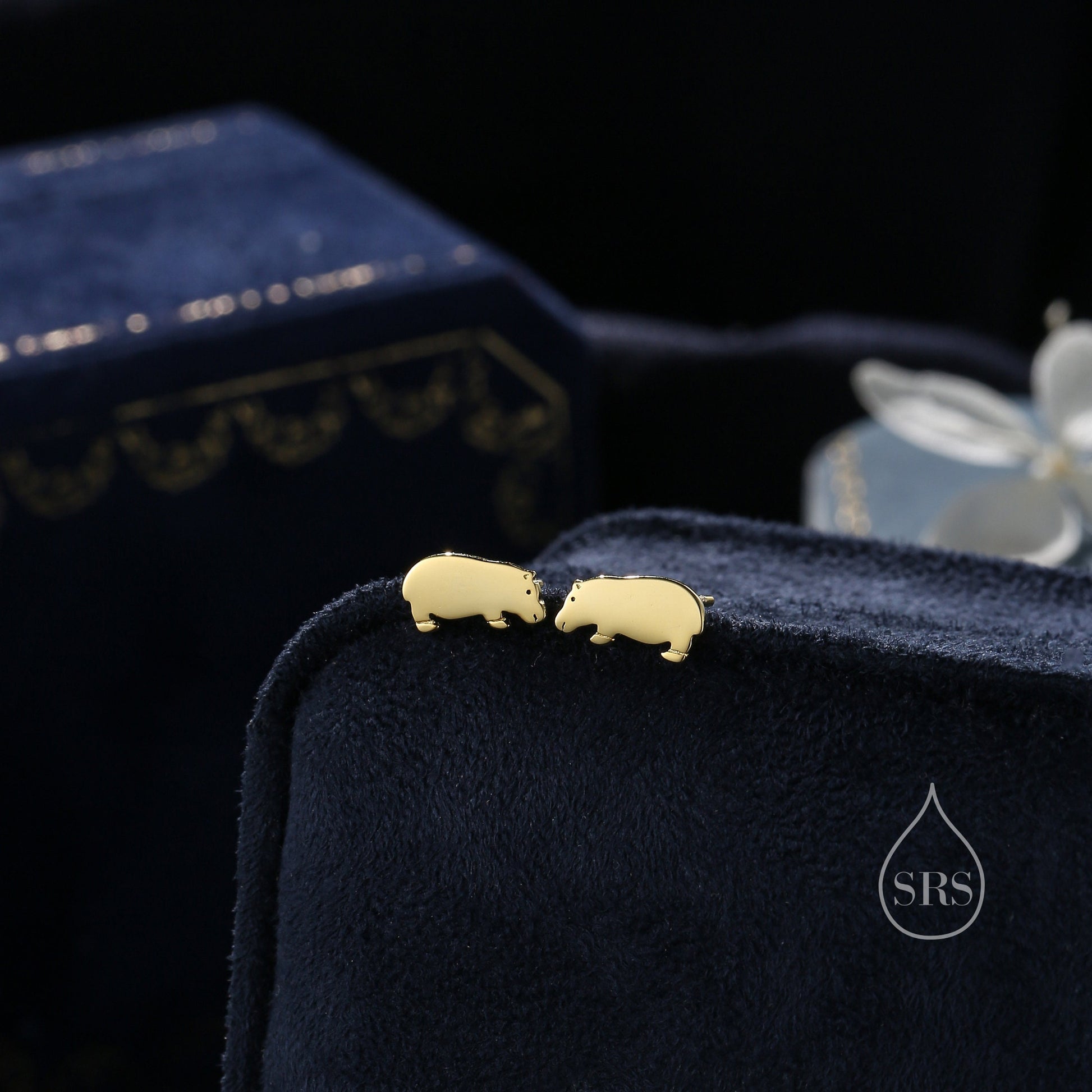 Hippo Stud Earrings in Sterling Silver, Cute Baby Hippo Earrings, Nature Inspired Animal Earrings