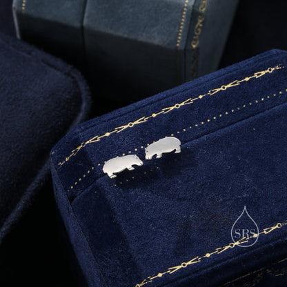 Hippo Stud Earrings in Sterling Silver, Cute Baby Hippo Earrings, Nature Inspired Animal Earrings