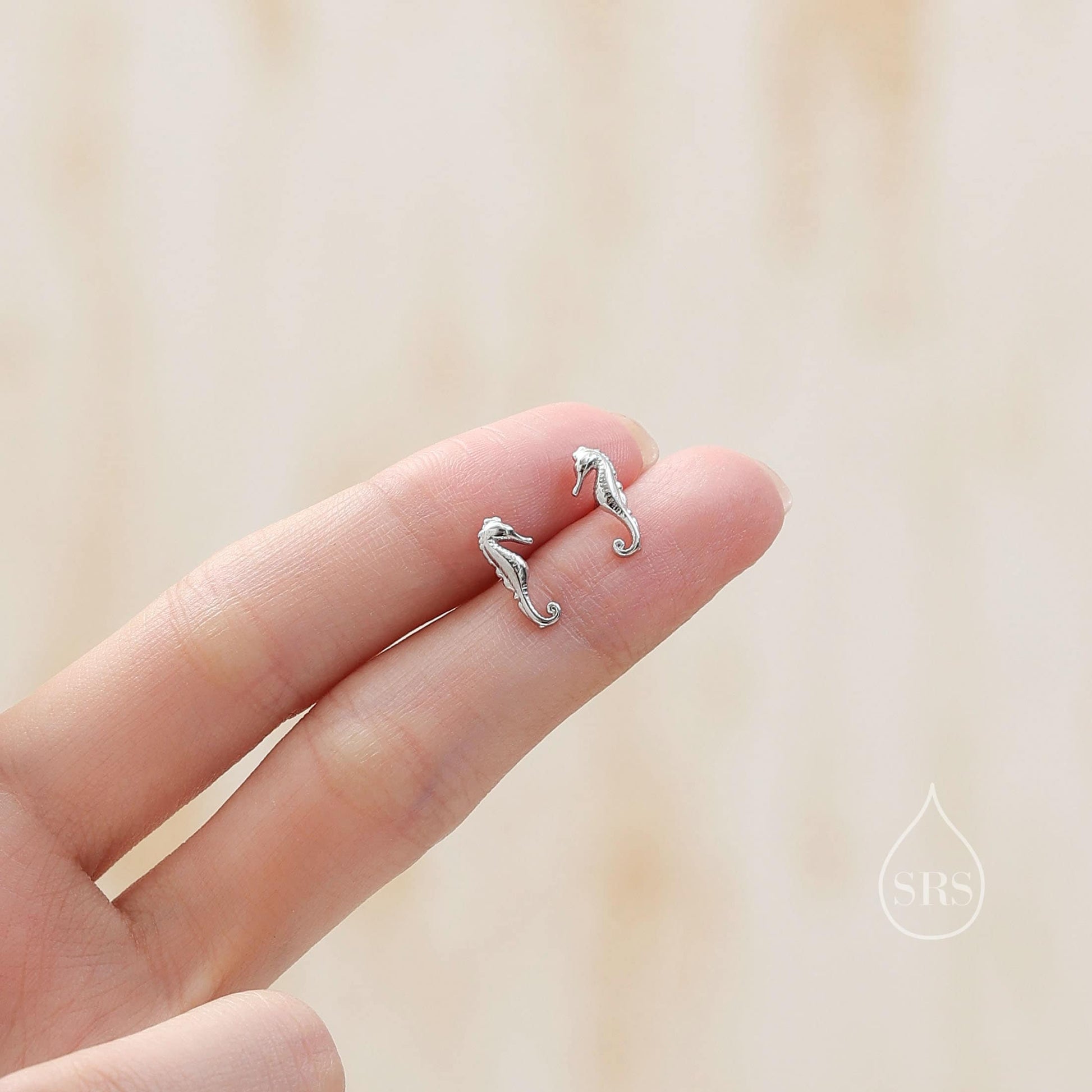 Little Seahorse Fish Stud Earrings in Sterling Silver, Cute Fun Quirky Animal Jewellery, Gift for Her, Animal Lover, Nature Inspired