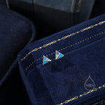 Enamel Triangle Stud Earrings in Sterling Silver, Hand Painted Enamel Triangle Earrings, Triangle Stud