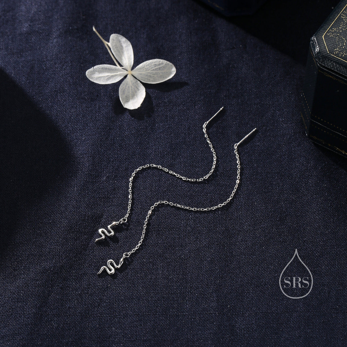 Snake Threader Earrings in Sterling Silver, Silver or Gold, Snake Long Ear Threaders, Single or Double Piercing Threaders, Long Threaders