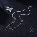 Double Layer Necklace in Sterling Silver with Satellite Chain, Silver or Gold or Rose Gold, Chain Necklace
