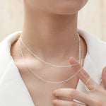 Double Layer Necklace in Sterling Silver, Silver or Gold or Rose Gold, Delicate Two Layer Chain Necklace