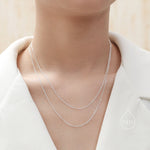 Double Layer Necklace in Sterling Silver, Silver or Gold or Rose Gold, Delicate Two Layer Chain Necklace