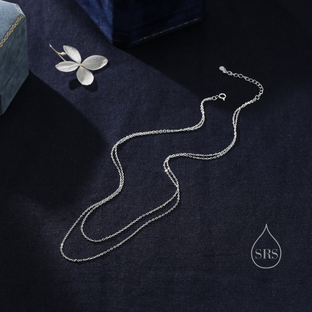 Double Layer Necklace in Sterling Silver, Silver or Gold or Rose Gold, Delicate Two Layer Chain Necklace