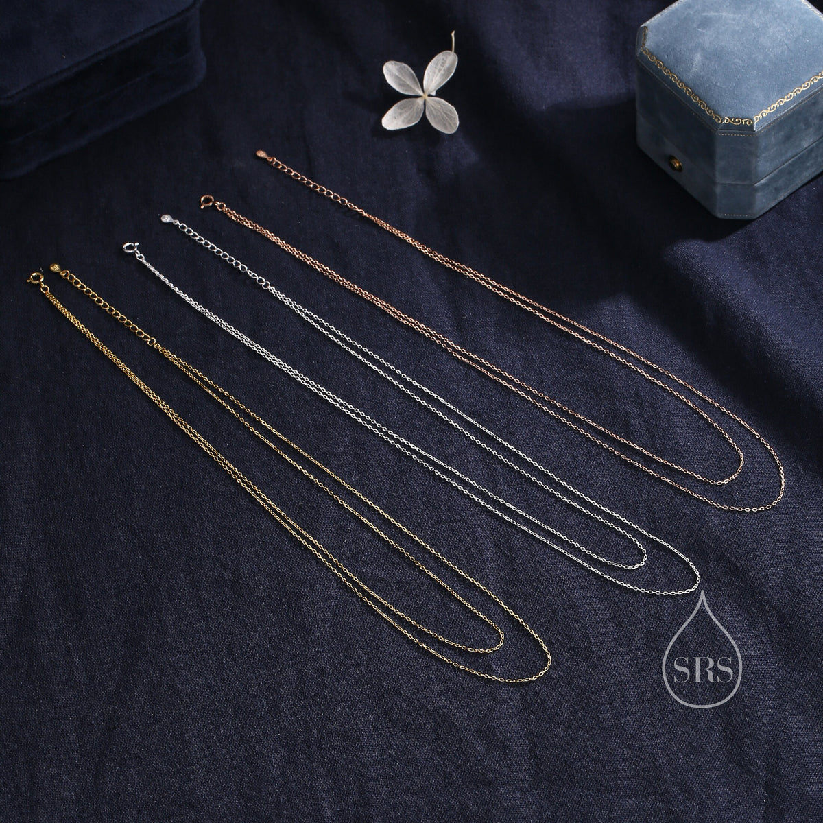 Double Layer Necklace in Sterling Silver, Silver or Gold or Rose Gold, Delicate Two Layer Chain Necklace