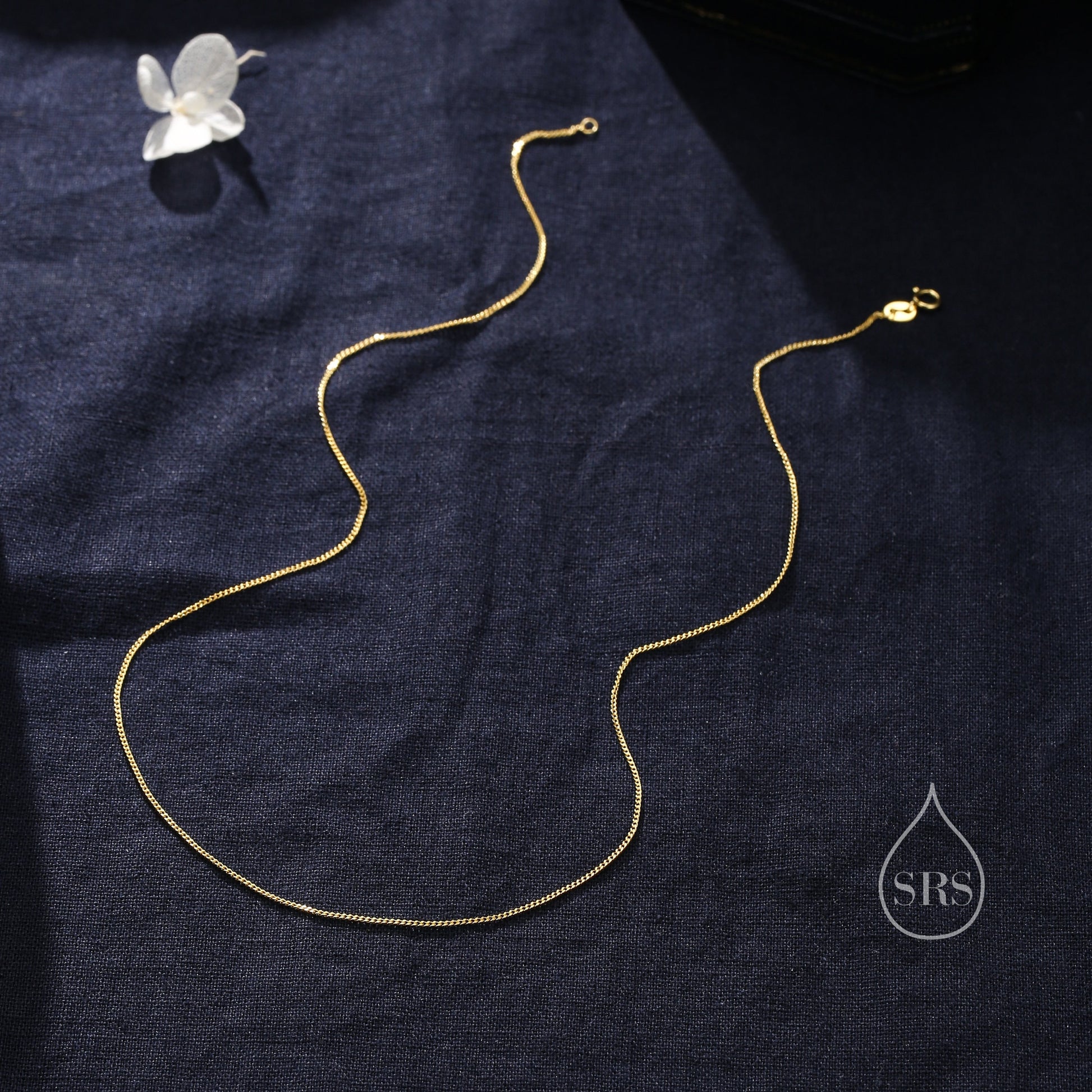 Minimalist Skinny Curb Chain Choker Necklace in Sterling Silver, Available in Three Lengths, Silver or Gold, Skinny and Delicate Necklace