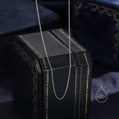 Minimalist Skinny Curb Chain Choker Necklace in Sterling Silver, Available in Three Lengths, Silver or Gold, Skinny and Delicate Necklace