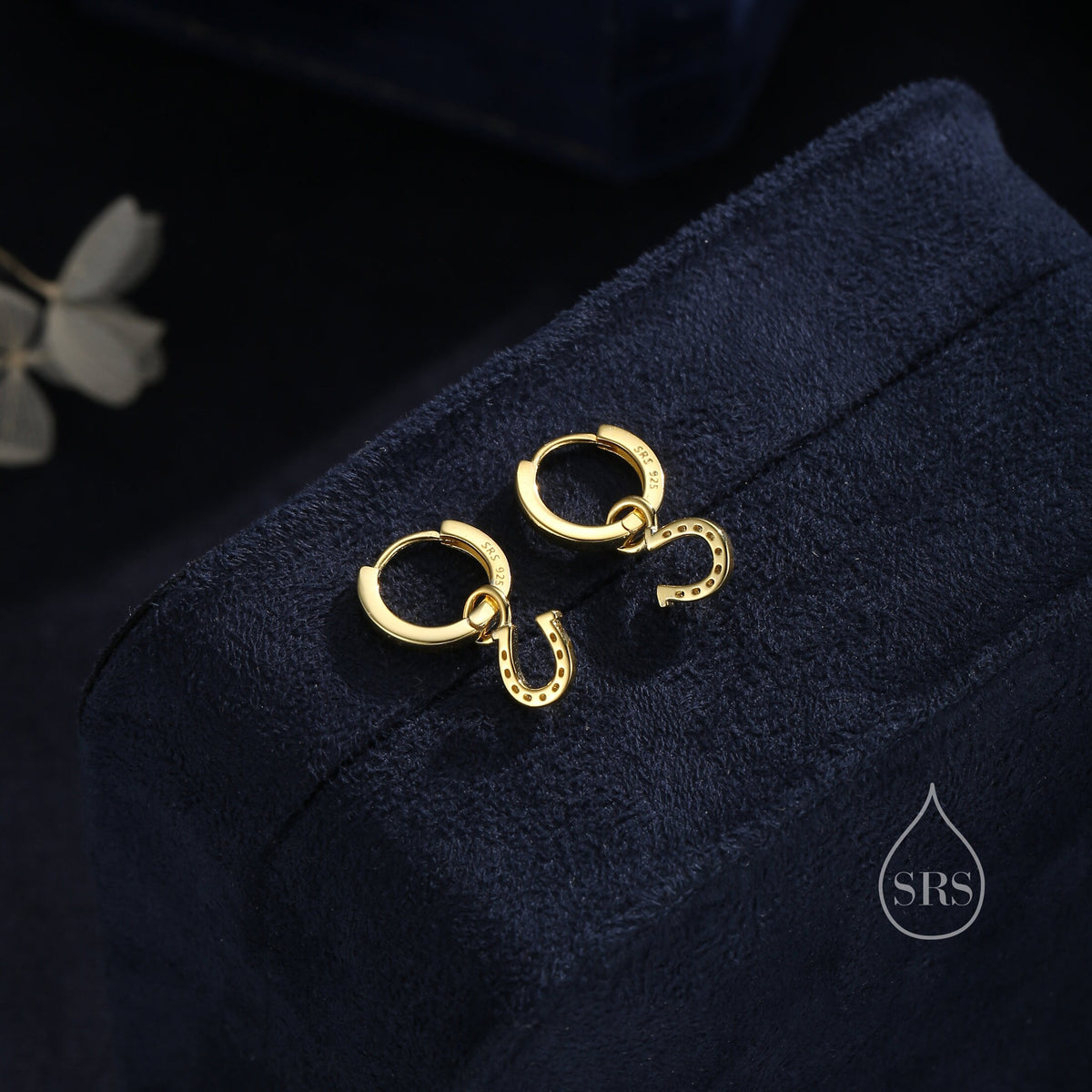 Horseshoe Huggie Hoop in Sterling Silver, Silver or Gold or Rose Gold, Horseshoe Earrings, Lucky Horseshoe Earrings,