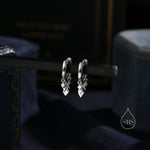 Sterling Silver Rhombus Charm Huggie Hoops, Silver, Gold or Rose Gold, Tassle Charm Huggie Hoops, Geometric Hoop Earrings