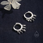 Sterling Silver Rhombus Charm Huggie Hoops, Silver, Gold or Rose Gold, Tassle Charm Huggie Hoops, Geometric Hoop Earrings