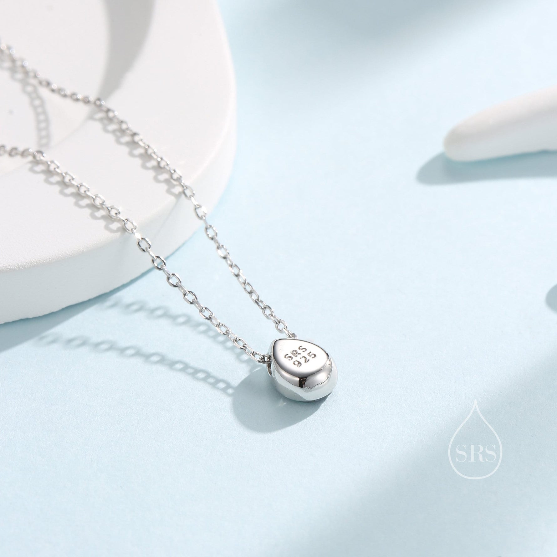 Tiny Aurora CZ Droplet Pendant Necklace in Sterling Silver, Silver or Gold or Rose Gold, Minimalist Pear Cut AB Crystal CZ Necklace