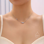 Tiny Blue Hydrangea Bouquet CZ Necklace in Sterling Silver, Silver or Gold, Tiny CZ Flower Necklace, Tiny CZ Necklace
