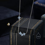 Tiny Blue Hydrangea Bouquet CZ Necklace in Sterling Silver, Silver or Gold, Tiny CZ Flower Necklace, Tiny CZ Necklace
