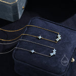 Tiny Blue Hydrangea Bouquet CZ Necklace in Sterling Silver, Silver or Gold, Tiny CZ Flower Necklace, Tiny CZ Necklace