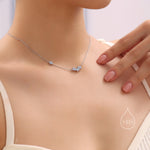 Tiny Blue Hydrangea Bouquet CZ Necklace in Sterling Silver, Silver or Gold, Tiny CZ Flower Necklace, Tiny CZ Necklace