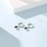 Sterling Silver Dangling Oval Black Opal Hoop Earrings, Lab Created Black Opal Charm Dangle Hoop Earrings, Silver or Gold