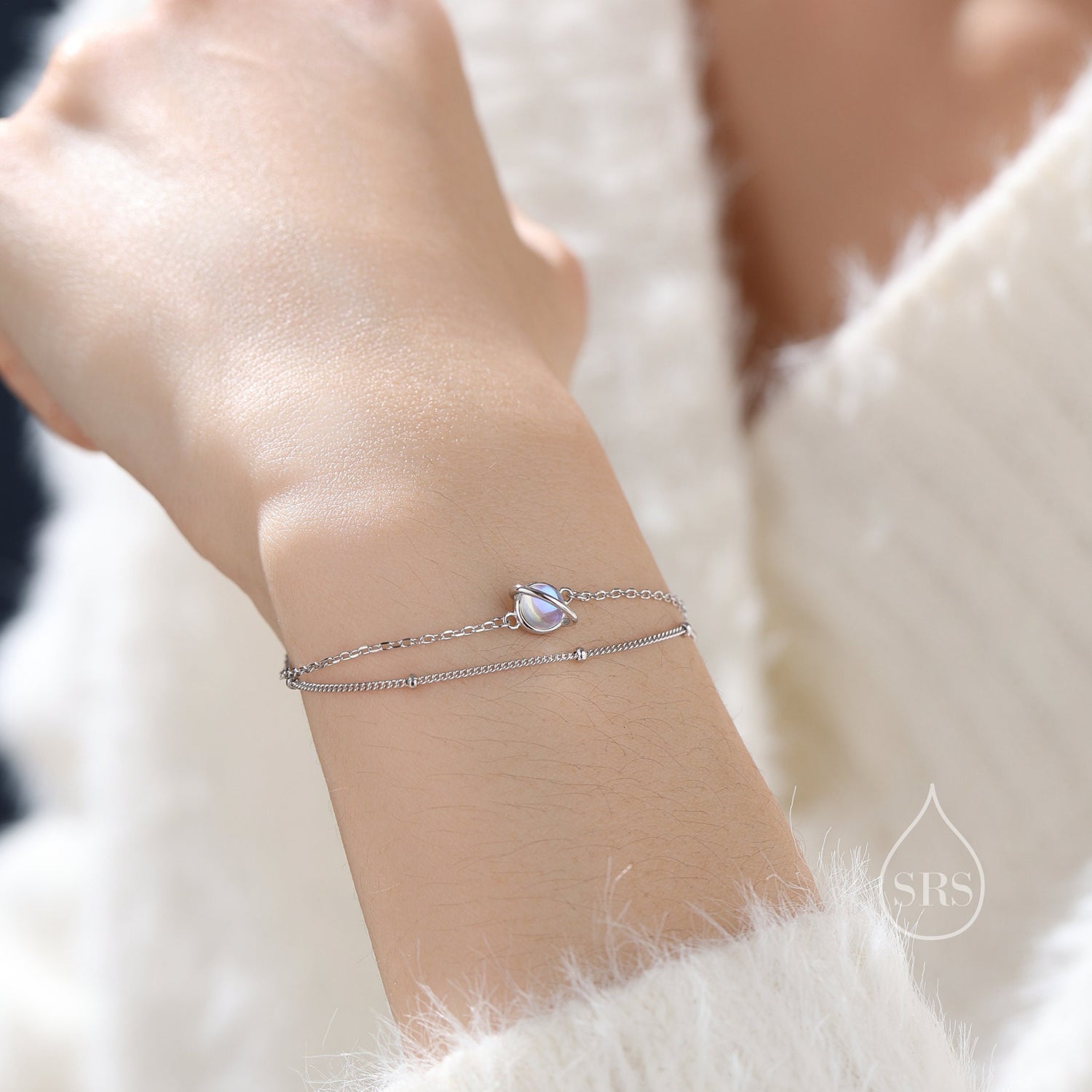 Double Layer Saturn Charm Bracelet