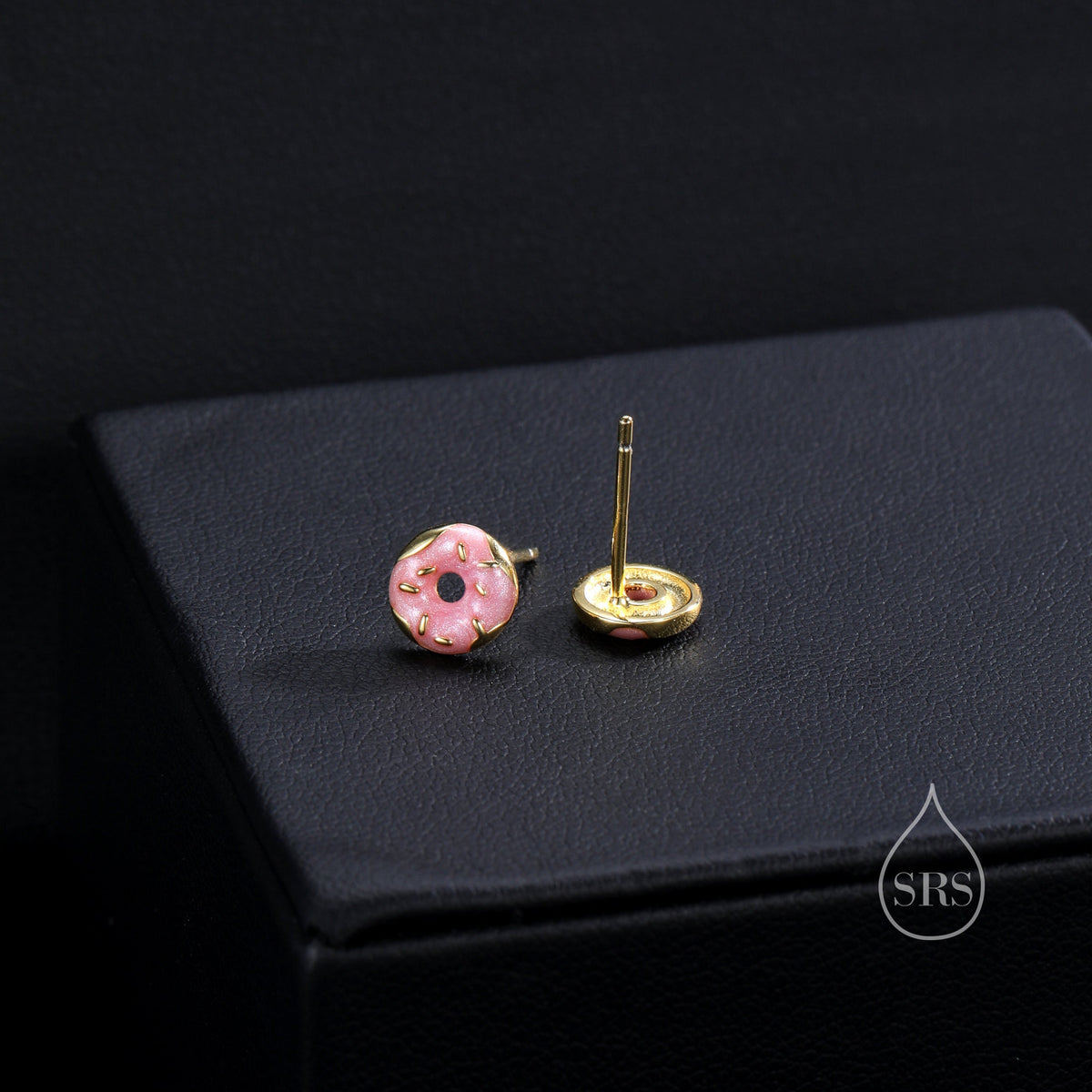 Enamel Glazed Donut Stud Earrings in Sterling Silver, Silver or Gold, Donut Earrings, Food Earrings