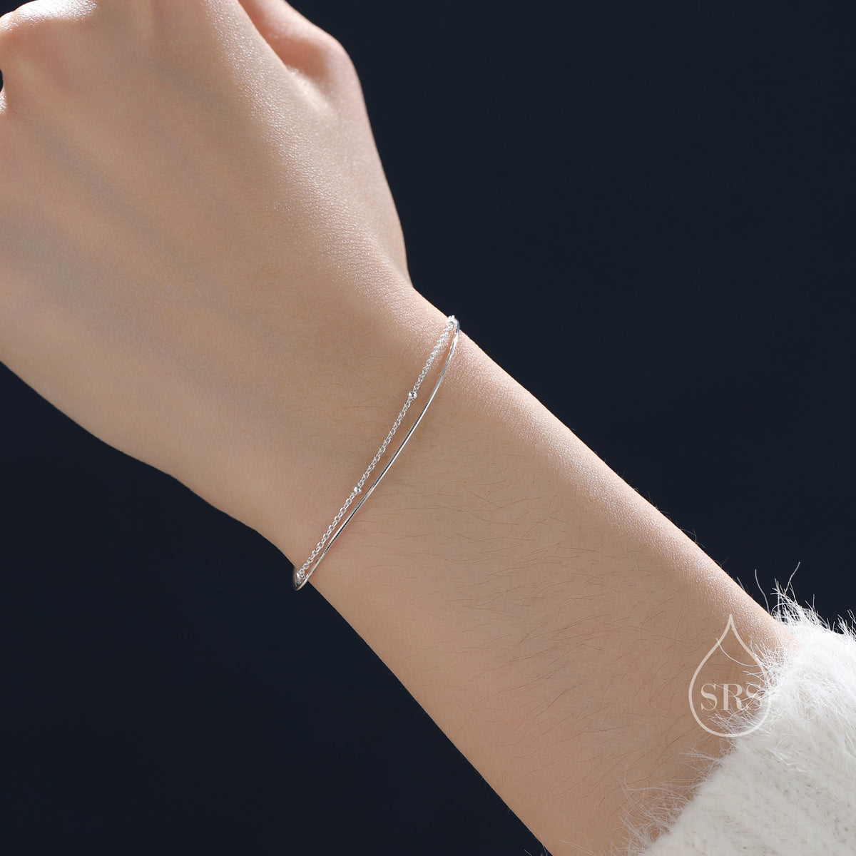 Double Layer Snake & Satellite Chain Bracelet