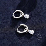 Sterling Silver Pear Cut CZ Droplet Hoop Earrings, Silver, Gold or Rose Gold, Droplet Dangle Hoop Earrings, Interchangeable Charms