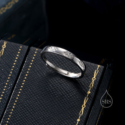 Starburst Ring in Sterling Silver, Adjustable Ring, Silver or Gold, CZ Star Ring, North Star Ring Band