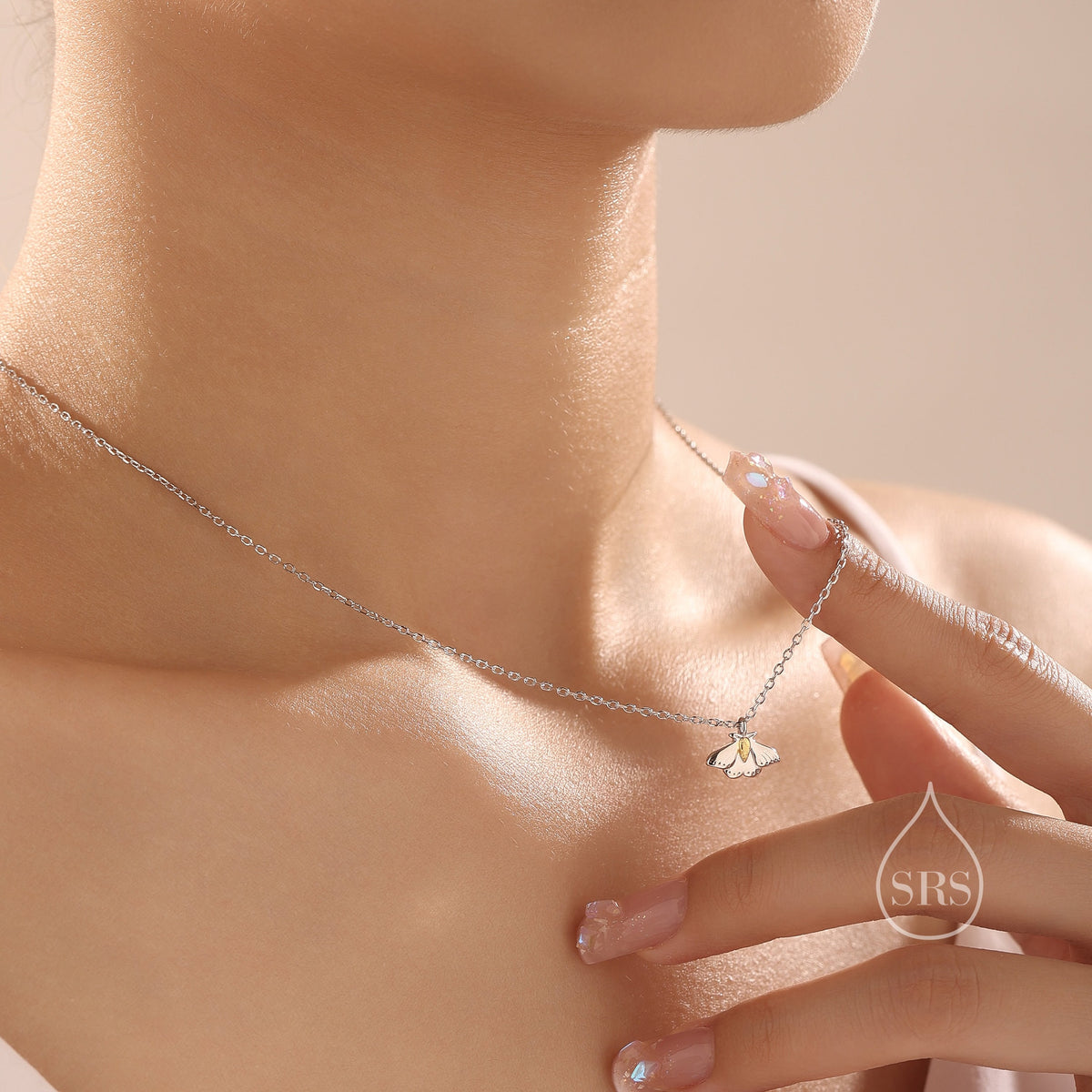 Tiny Moth Pendant Necklace in Sterling Silver, Cute Moth Necklace, Silver Butterfly Necklace, Animal Jewellery by Silver Rain Silver