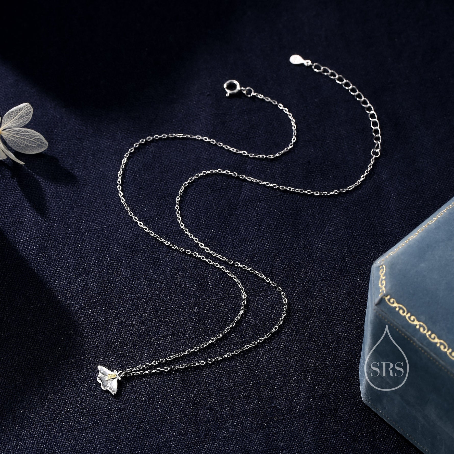 Tiny Moth Pendant Necklace in Sterling Silver, Cute Moth Necklace, Silver Butterfly Necklace, Animal Jewellery by Silver Rain Silver