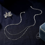 Double Layer Necklace in Sterling Silver with Sparkle Disk Chain, Silver or Gold or Rose Gold, Delicate Two Layer Chain Necklace