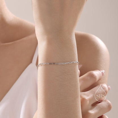 Extra Delicate Paperclip Chain Bracelet in Sterling Silver, Dainty Chain Sparkle Chain Bracelet, Silver or Gold or Rose Gold