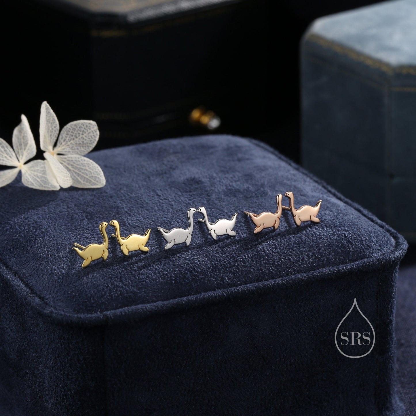 Sterling Silver Plesiosaurus Dinosaur Plesiosaur Stud Earrings, Silver or gold or Rose Gold, Loch Ness Monster Earrings, Nessie Earrings