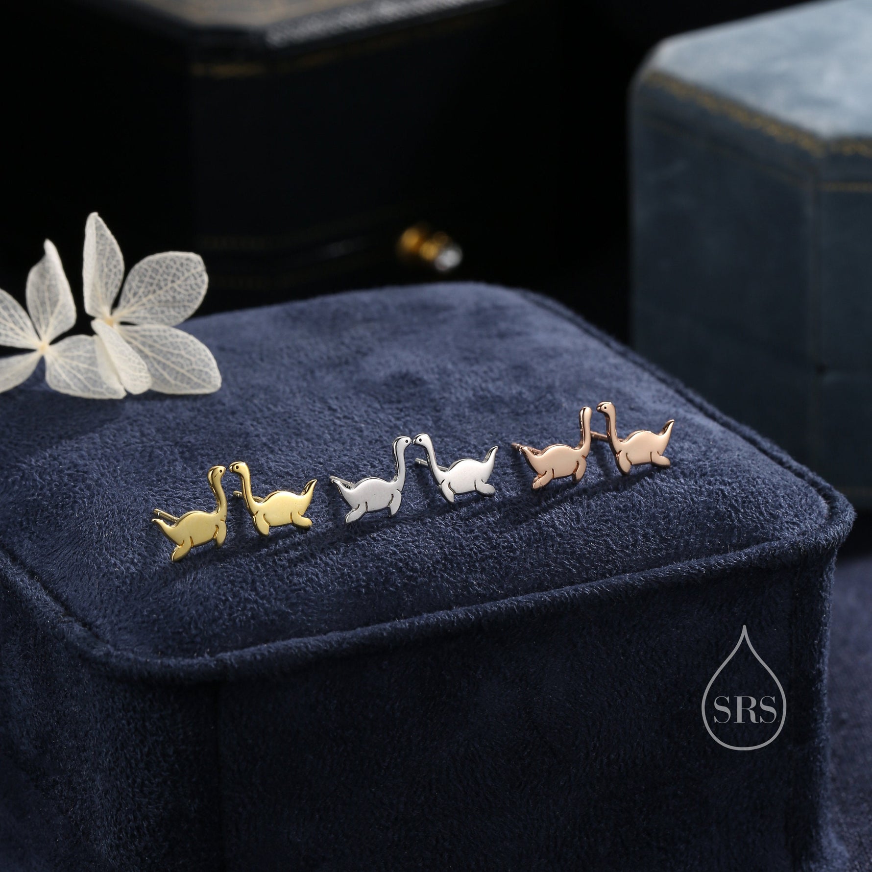 Sterling Silver Plesiosaurus Dinosaur Plesiosaur Stud Earrings, Silver or gold or Rose Gold, Loch Ness Monster Earrings, Nessie Earrings