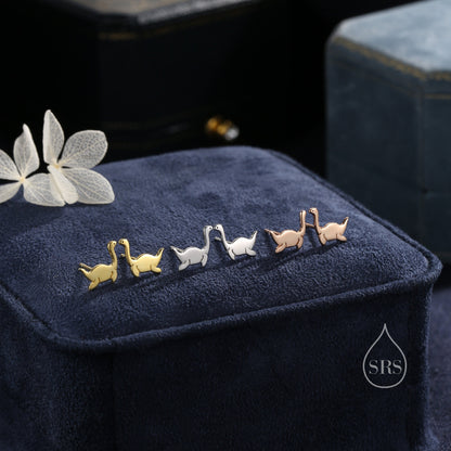 Sterling Silver Plesiosaurus Dinosaur Plesiosaur Stud Earrings, Silver or gold or Rose Gold, Loch Ness Monster Earrings, Nessie Earrings