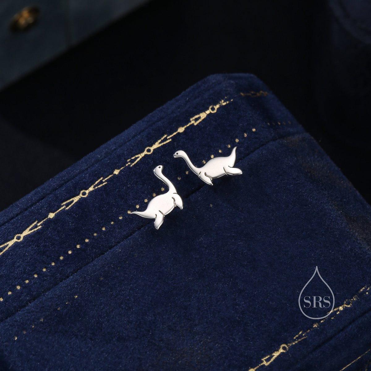 Sterling Silver Plesiosaurus Dinosaur Plesiosaur Stud Earrings, Silver or gold or Rose Gold, Loch Ness Monster Earrings, Nessie Earrings