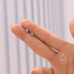 Enamel Square Stud Earrings in Sterling Silver, Hand Painted Enamel Square Earrings, Stained Glass Inspired Square Stud