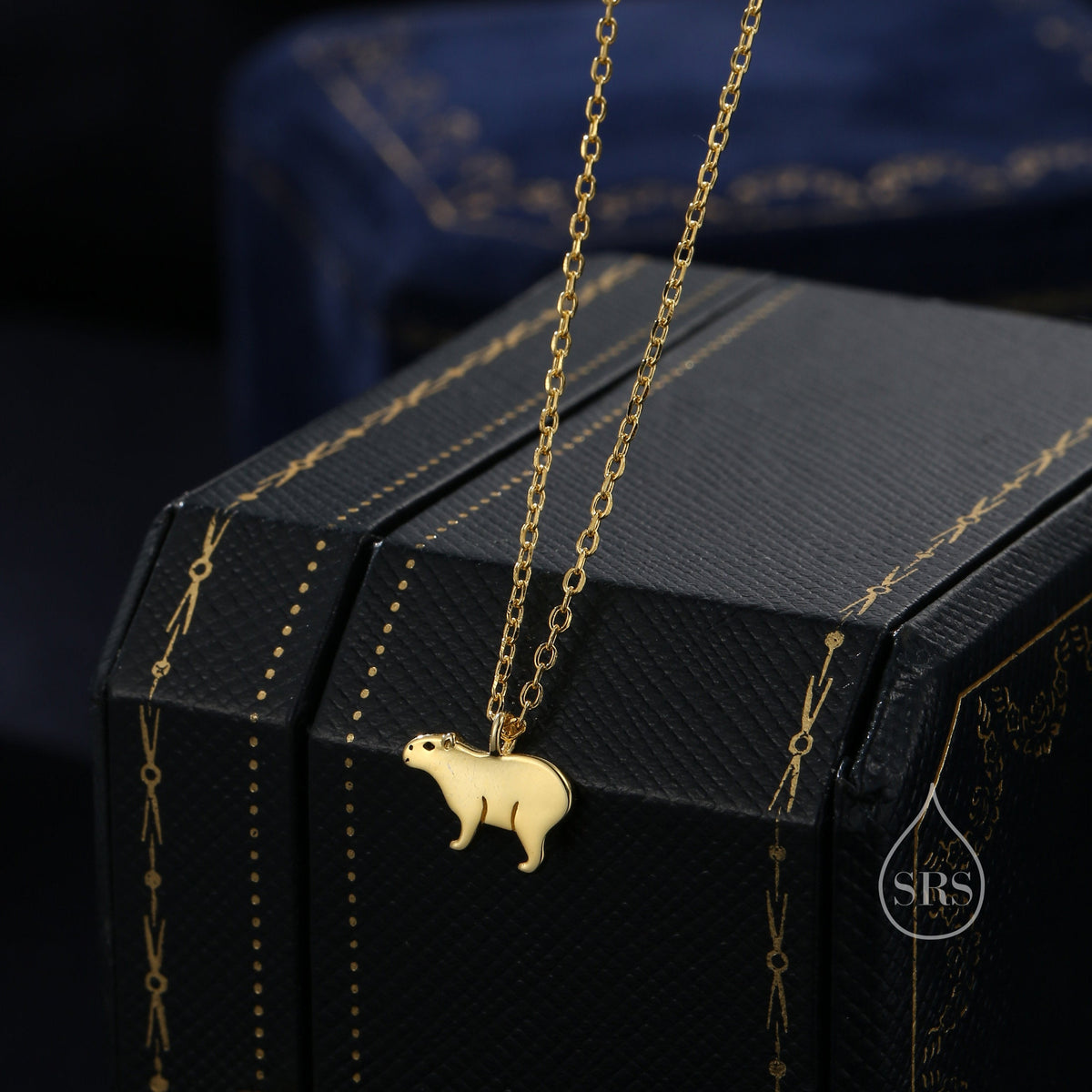 Tiny Capybara Pendant Necklace in Sterling Silver, Capybara Necklace, Small Capybara Pendant, Silver or Gold