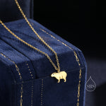 Tiny Capybara Pendant Necklace in Sterling Silver, Capybara Necklace, Small Capybara Pendant, Silver or Gold