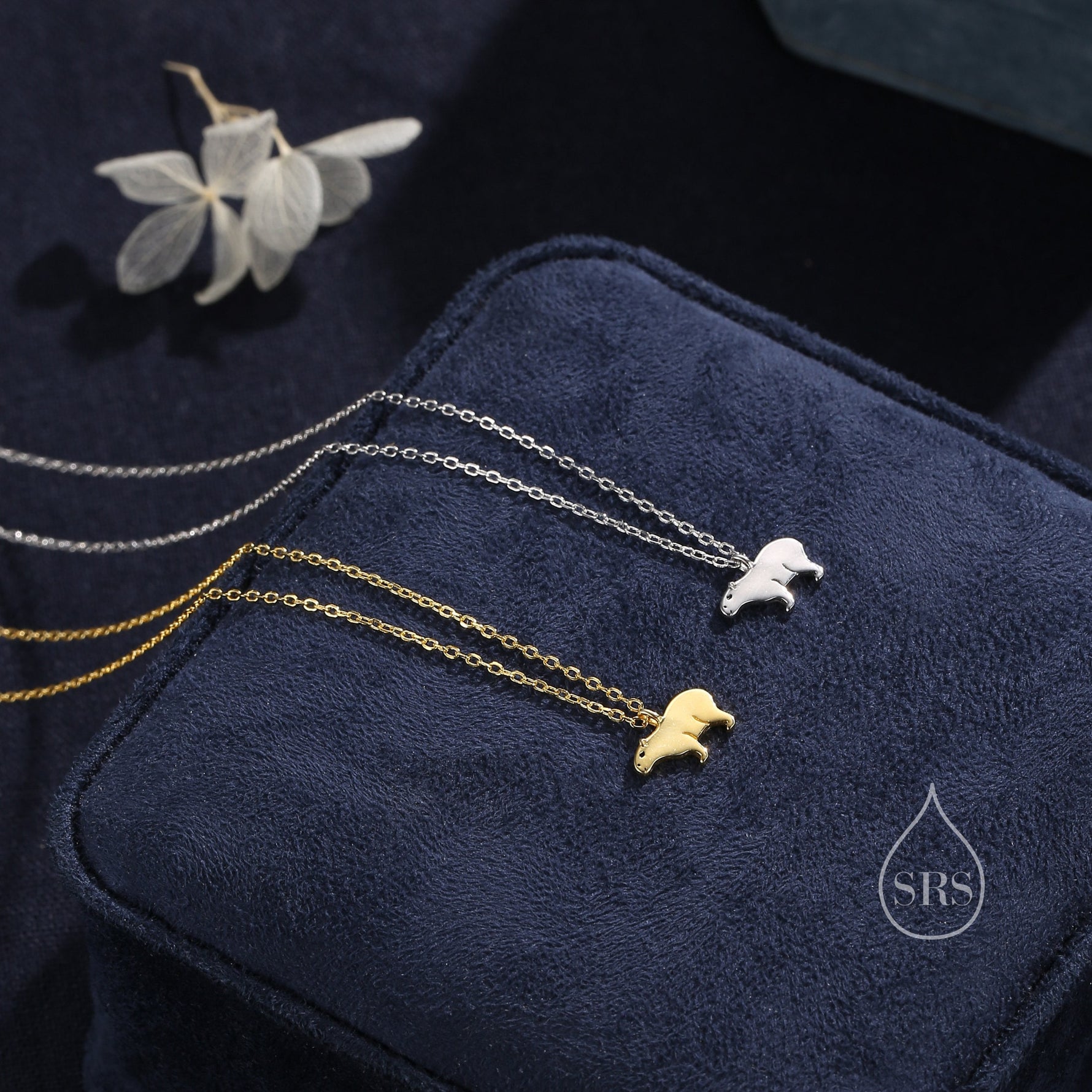 Tiny Capybara Pendant Necklace in Sterling Silver, Capybara Necklace, Small Capybara Pendant, Silver or Gold