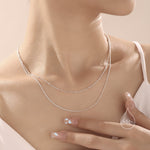 Double Layer Necklace in Sterling Silver with Satellite Chain and Curb Chain, Silver or Gold or Rose Gold, Chain Necklace