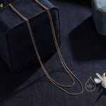Double Layer Necklace in Sterling Silver with Satellite Chain and Curb Chain, Silver or Gold or Rose Gold, Chain Necklace
