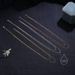 Double Layer Necklace in Sterling Silver with Satellite Chain and Curb Chain, Silver or Gold or Rose Gold, Chain Necklace