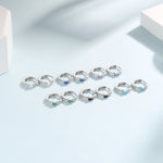 Tiny CZ Huggie Hoop Earrings in Sterling Silver with Sapphire Blue Pear CZ, Silver or Gold, Droplet CZ Hoops